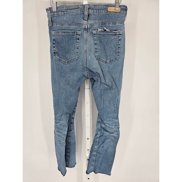 Adriano Goldschmied Womens 27 High Rise Farrah Boot Crop Blue Jeans Distressed - Picture 5 of 6